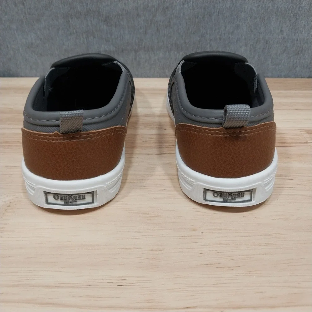 OshKosh Slip On Sneakers Kids Perforated Faux Leather 10M Grey